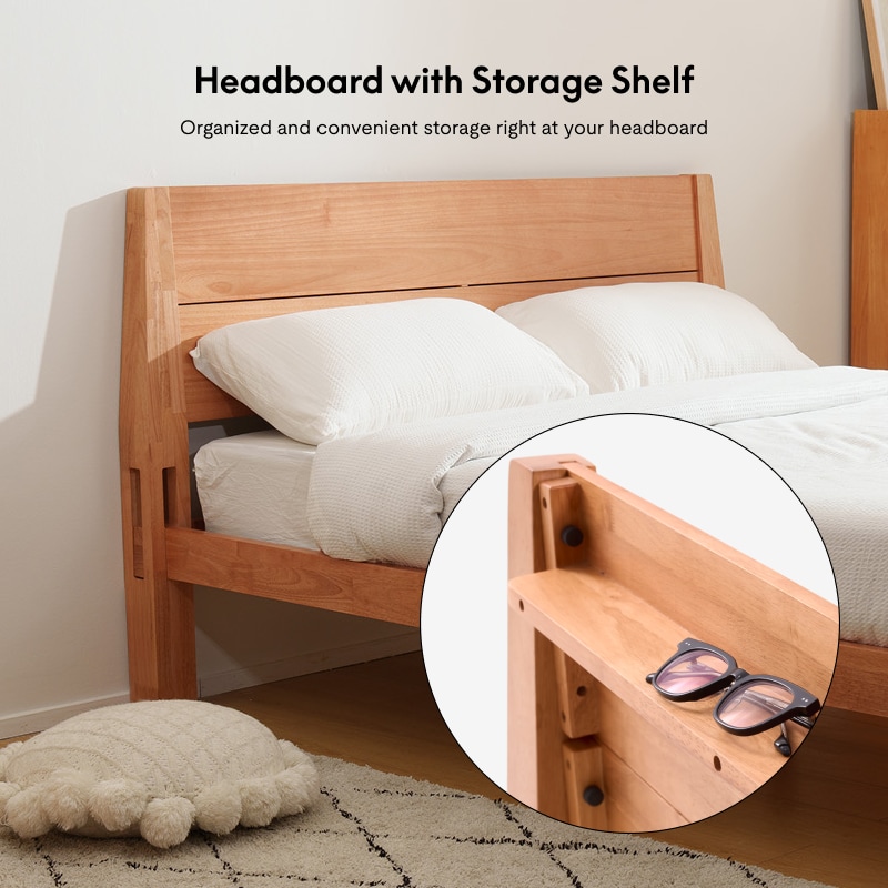 FlexiSpot Kana Japanese Joinery Bed with Headboard | Simple Design